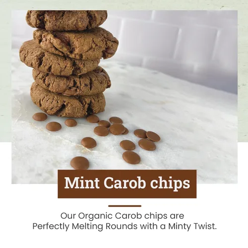 Vista 5 de Missy J's Chips de algarroba de menta orgánica de 8 onzas, hechas con azúcar de coco, vegano, sin gluten y cafeína, sustituto saludable