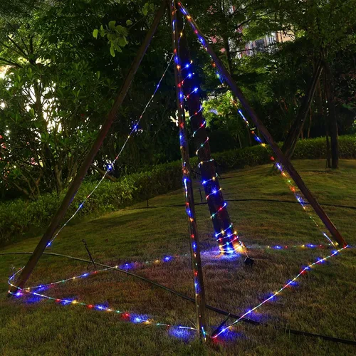 Vista 4 de ENSHUI Cadena de luces solares para exteriores impermeable 200 LED 66 pies multicolor luces de jardín 8 modos de iluminación guirnalda de luces