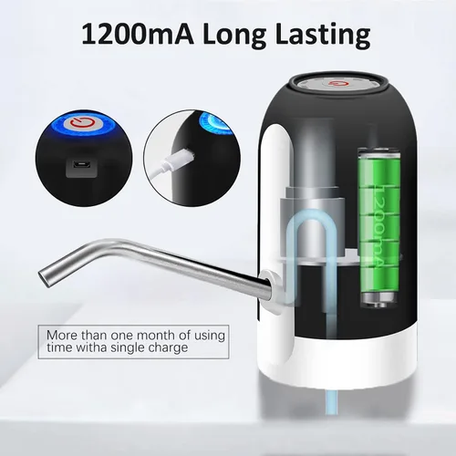 Vista 3 de Bomba de agua universal para botella de 5 galones, dispensador de agua eléctrico, bomba de agua automática portátil con interruptor y carga USB