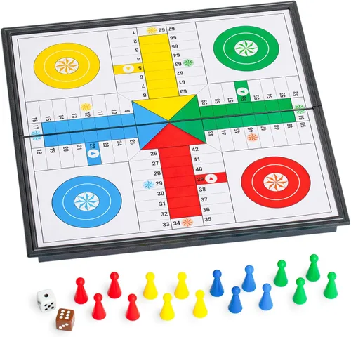 Vista 3 de Ludo - Juego de mesa plegable magnético para viajes, 9.75 pulgadas
