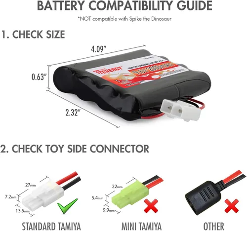 Vista 4 de Batería potente para coches, barcos, robots, 9.6 V 2000 mAh NiMH, de Tenergy