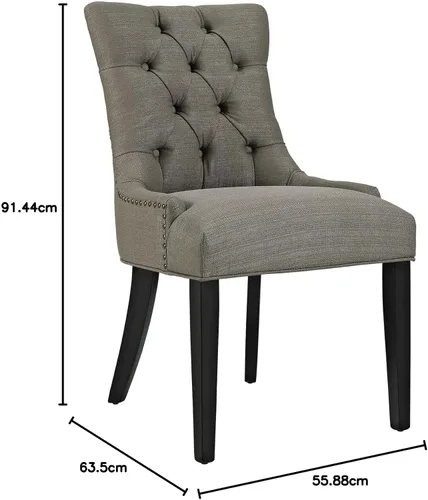 Vista 47 de Modway Regent - Silla de comedor de tela tapizada con botones en color blanco