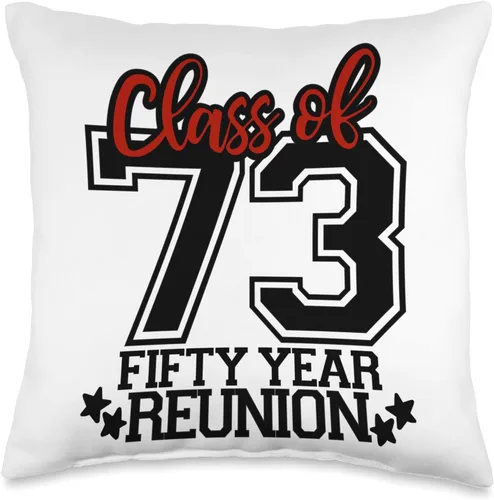 Cuts and Thangs Class of 1973, Group, Reunion, 50 Year, 73, School Spirit Throw Pillow, 16x16, Multicolor