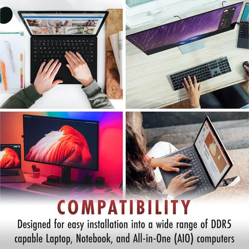 Vista 4 de A-Tech 8GB DDR5 4800MHz PC5-38400 CL40 SODIMM 1.1V Memoria RAM de 1.1V sin ECC sin búfer SO-DIMM de 262 pines para actualización de memoria