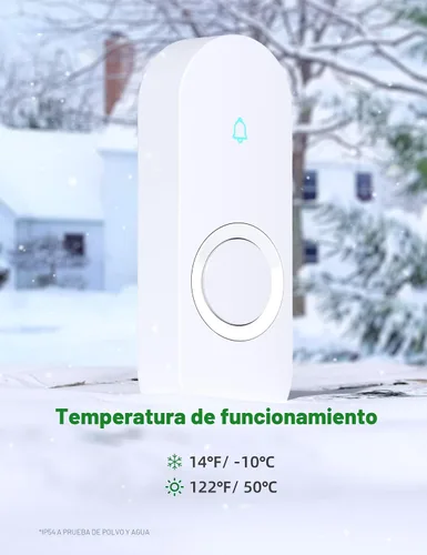 Vista 9 de AIDA Timbre inalámbrico iluminado para el hogar, timbre de batería impermeable inalámbrico de 1,000 pies, 5 niveles de volumen con 58 campanadas