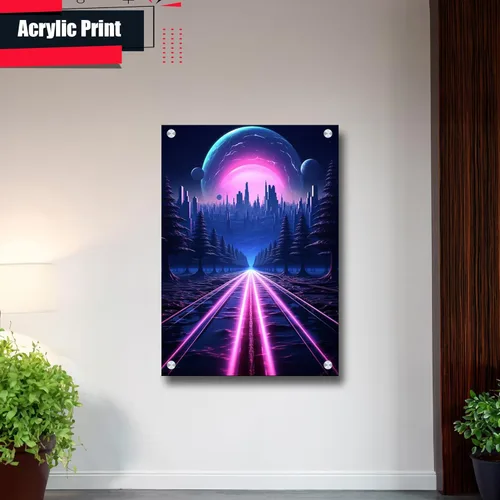 Vista 3 de Unique Synthwave Style Retro Art, 80s style art, framed poster print, guest room art, cool living room art, Print On poster, poster Prints
