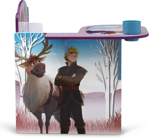 Vista 5 de Delta Children - Escritorio con silla y compartimento de almacenamiento, Frozen II (Disney) Portavasos Respaldo para brazos, madera tratada