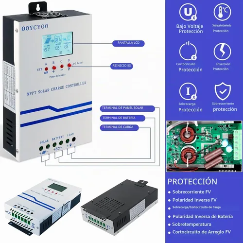 Vista 2 de Controlador de carga solar 40A MPPT 12V 24V 36V 48V Controlador 40amp Regulador de carga solar MPPT 160V con pantalla LCD Funciona con AGM, Gel