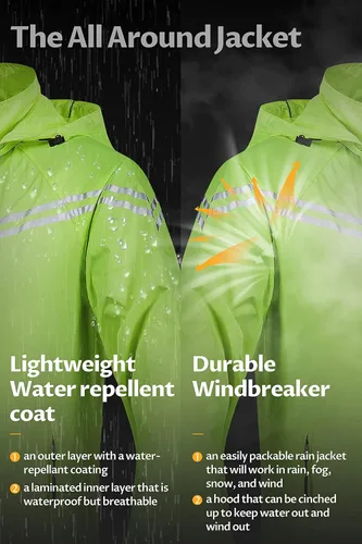 Vista 5 de CREATMO US Chaqueta impermeable plegable para hombre con capucha extraíble