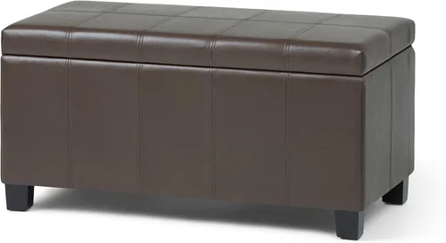 Vista 12 de SIMPLIHOME Dover Storage - Banco otomano rectangular tapizado de cuero vegano de 36 pulgadas de ancho en marrón chocolate, banco contemporáneo
