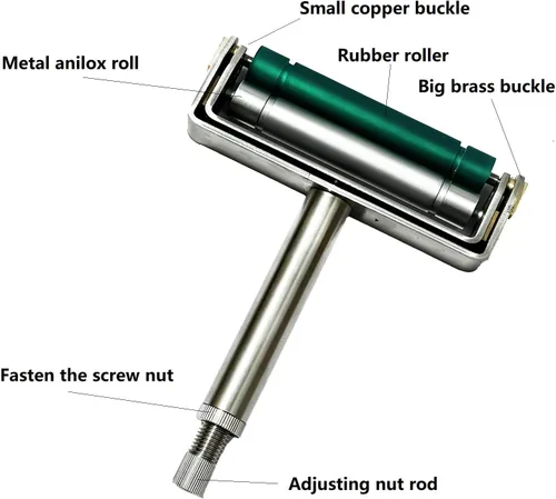 Vista 4 de Proofer manual manual de color de la rueda esparcidora de tinta, prueba de tinta, anilox cromado y rodillo de goma Proofer (empuje directo 100 LPI)