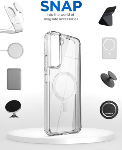 Vista 5 de ENCASED Funda transparente para Samsung Galaxy S22, funda magnética delgada compatible con Magsafe (S22)