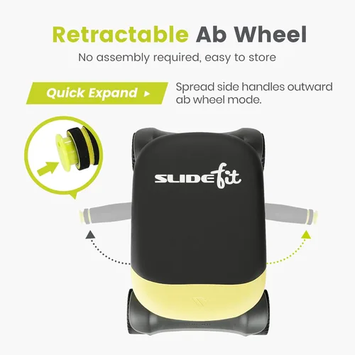Vista 9 de WONDER CORE Slide Fit, tabla de rodillo abdominal con 4 ruedas, rueda abdominal automática de rebote para entrenamiento del core