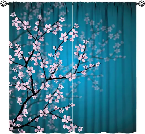 Vista 13 de Cortinas florales de acuarela para dormitorio, sala de estar, cortinas de ventana de vides en cascada de glicina morada, paneles de ventana florales