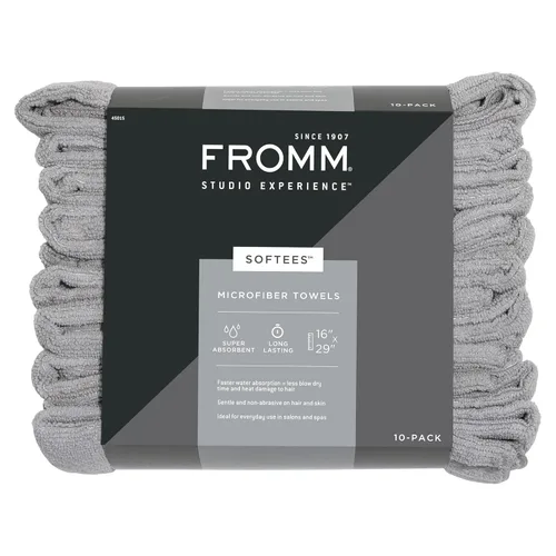 Vista 8 de Toallas de microfibra Fromm Softees para peluqueros, barberos, spa, gimnasio en Aqua, 16" por 29", 10 unidades. Toalla perfecta para el cuidado
