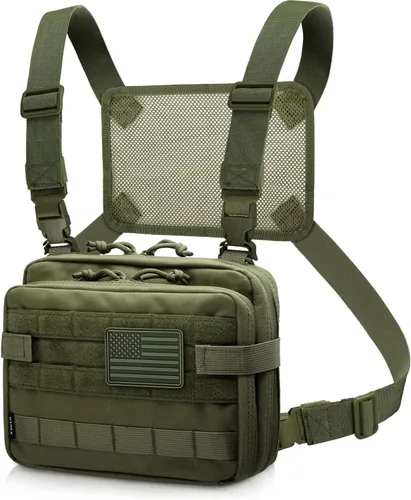 Vista 11 de WYNEX Bolsa táctica grande de administración de diseño de doble capa, bolsa de utilidad Molle EDC EMT con funda de mapa, bolsa modular