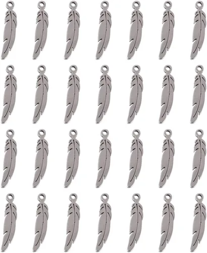 Mega Pet 100 dijes de acero inoxidable para hacer joyas de plumas de pájaro plumaje plumaje piñón alas de metal colgantes para collares, pulseras y