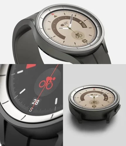 Vista 4 de Ringke Estilo de bisel interior [elegante marco de acero inoxidable] compatible con Samsung Galaxy Watch 5 Pro, protector antiarañazos, accesorio