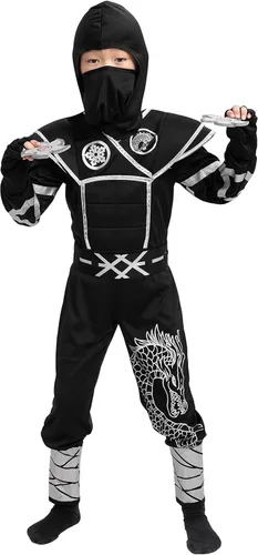 Vista 3 de Disfraz de ninja plateado con accesorios de espuma para Halloween y niños