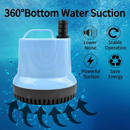 Vista 6 de CONQUERALL CHA-808 55W 2800L/H 110V AC Bomba de succión inferior Bomba sumergible de cabeza de 8.5 ft para estanques, sistema hidropónico, tanques