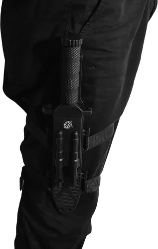 Vista 4 de Cuchillo Bowie de supervivencia táctica de 12.75 pulgadas, de hoja fija para uso práctico, duradero, con vaina Estilo 1 negro
