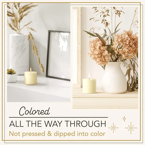 Vista 7 de Melt Candle - Velas de pilar, paquete de 3, velas sin perfume para el hogar, iglesia, bodas y más, 3 x 3 pulgadas, marfil