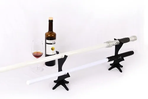 Vista 8 de WANLIAN Soporte de sable de luz Soporte acrílico para montaje en sable de luz Soporte de sable de luz Soporte de sable de luz de dos niveles (negro)