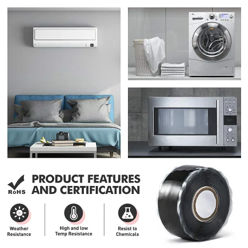 Vista 6 de Clavichord Cinta de silicona autoadherente - Cinta de 1 pulgada de ancho y 15 pies de largo, resistente a la intemperie, autoadhesiva