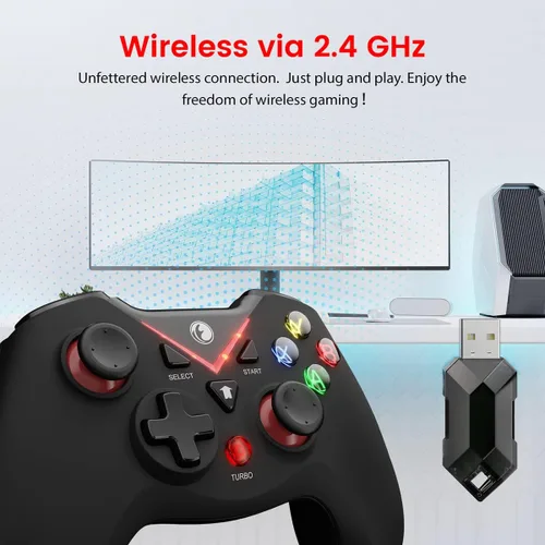 Vista 3 de IFYOO VONE 2.4G Wireless Game Controller, Dual-Vibration Gaming Gamepad Joystick for PC Windows 11 10 8 7 Steam, PS3, Android Phone Tablet TV