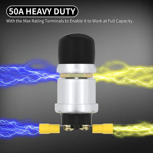 Vista 4 de DAIERTEK Interruptor de botón de arranque 12V / 24V Botón de arranque a presión impermeable 50A resistente a la intemperie momentáneo para claxon