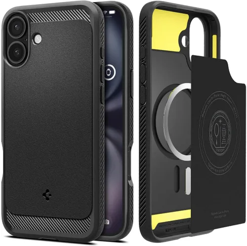 Vista 17 de Spigen - Funda Rugged Armor MagFit diseñada para el iPhone 15 Pro Max (2023) [Protección de grado militar] Compatible con MagSafe - color negro mate