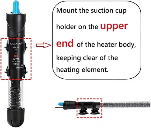 Vista 3 de AQUANEAT Calentador de acuario, calentador de tanque de peces de 25 W, termostato de agua sumergible ajustable con termómetro