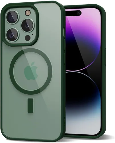 Vista 123 de oakxco Funda magnética transparente compatible con Magsafe, delgada, transparente, no amarillea, híbrida de silicona suave y cubierta protectora