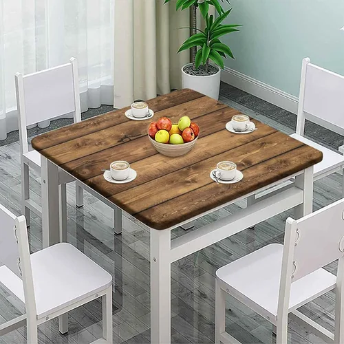Vista 2 de Mantel elástico ajustable para mesas cuadradas, estilo granja, para interiores y exteriores, fiesta, comedor, hogar, picnic, 52 x 52 pulgadas