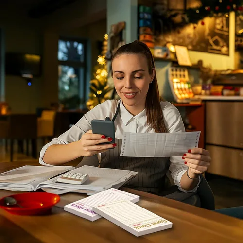 Vista 8 de ZPARIK Libros de cheques de invitados para servidores, bloc de notas de servidor, paquete de 6, papel de color natural, bloc de notas para camarera
