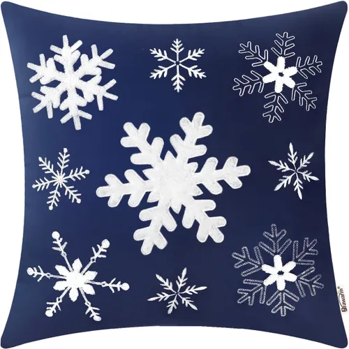 Vista 33 de BRAWARM Christmas Pillow Cover 18 X 18 Inches, Black Reindeer Embroidered Pillow Cover, Soft Velvet Decorative Throw Pillow for Couch Bed Sofa