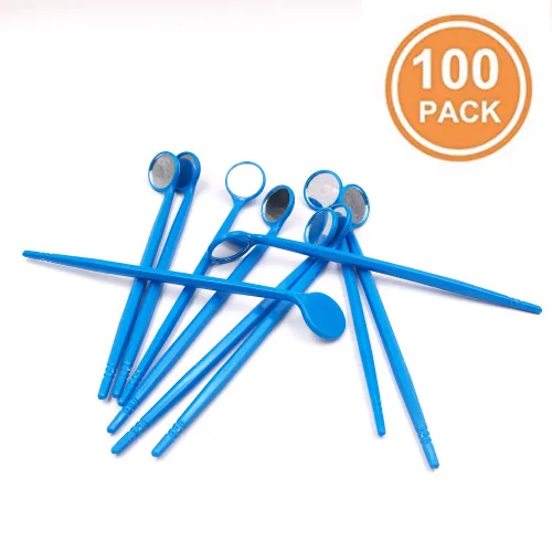 Vista 9 de 100pcs Desechables Examen Dental Boca Espejos Oral Dental Espejo Instrumento Dental Plástico (azul)