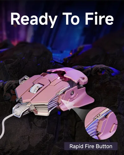 Vista 6 de EWEADN G5 - Mouse para juegos con cable, mouse ergonómico para computadora RGB, 12800 DPI ajustables, 9 botones macro programables con llave