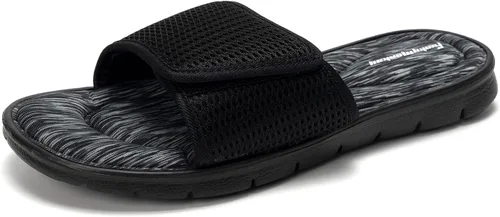FUNKYMONKEY Sandalias de espuma viscoelástica para hombre, sandalias deslizantes ajustables con correa gráfica para exteriores