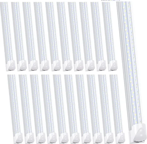 Luz de tienda enlazable de 8 pies, tubo LED de 4 filas integrado T8 de 120 W, 6000 K en forma de V de 96 pulgadas, reemplazo de luces de garaje para