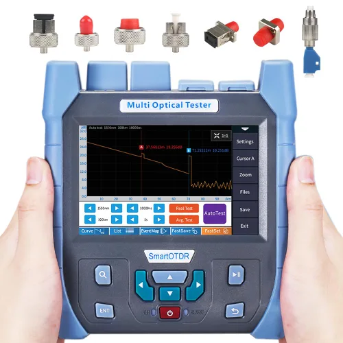 Vista 8 de Mini-Pro 1310/1550nm SM OTDR Mult-Función Probador Integrado OPM/OLS / RJ45 Prueba/Prueba VFL Rango 5m-60Km Rango Dinámico 24dB/22dB Conector