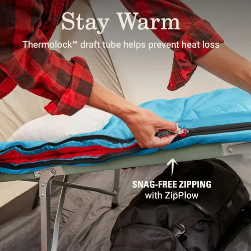 Vista 26 de Coleman Flatlands 30/40/50°F Sleeping Bag, Made from 100% Recycled Material, Big & Tall Options, Cool-Weather Sleeping Bag for Camping, Sleepovers
