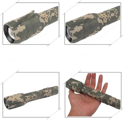 Vista 5 de AIRSSON 6 rollos de cinta de camuflaje de camuflaje de 1.96 x 177 pulgadas, vendaje elástico de camuflaje autoadhesivo para linternas, cámaras