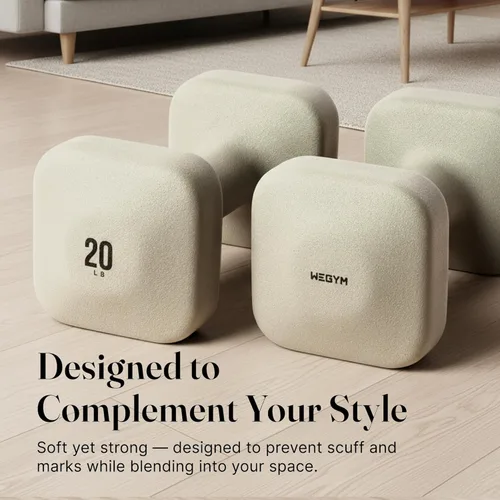 Vista 4 de WeGym SafeGrip Square Dumbbells with Anti Slip Handles, Aesthetic Free Weights for Home Workouts, Stable Design Prevents Rolling during Floor