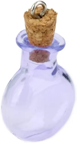 Vista 6 de Milisten Botellas pequeños frascos de vidrio 10 piezas mini botellas de vidrio frasco plano redondo botellas de deseos colgantes colgantes lindos