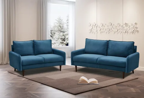 Vista 72 de INSTORY Sofá de terciopelo Sofá moderno de mediados de siglo con patas de madera para sala de estar - Beige