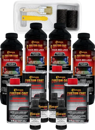 Vista 46 de Custom - Kit de revestimiento de uretano negro de 0.875 galones con pistola de aerosol con regulador