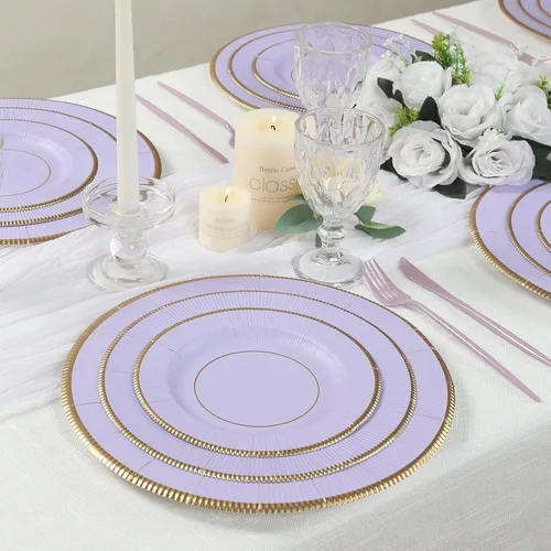 Vista 34 de Efavormart 25 Pack Platos de papel para servir y cenar de 10" en negro metálico con rayos de sol, platos desechables para fiestas - 350 GSM