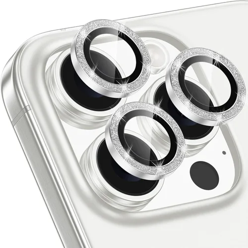 Vista 51 de Xfilm Protector de lente de cámara Bling para iPhone 14 Pro/14 Pro Max, dureza 9H a prueba de rayones, protector de anillo individual de metal