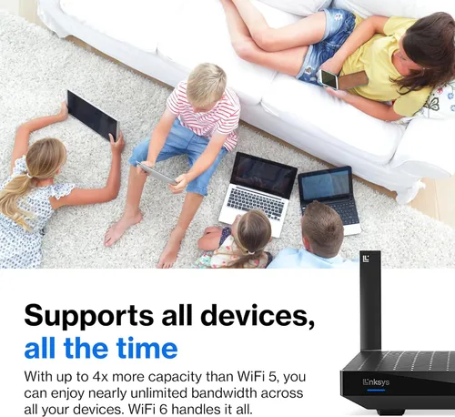 Vista 4 de Linksys MR20EC Router WIFI 6 de malla de doble banda Velocidades 3.0 (AX3000) Conecta más de 25 dispositivos Cobertura de 2,000 pies